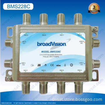 Stable Quality Satellite Tv 2 In 8 Out Cascadable Multiswitch 